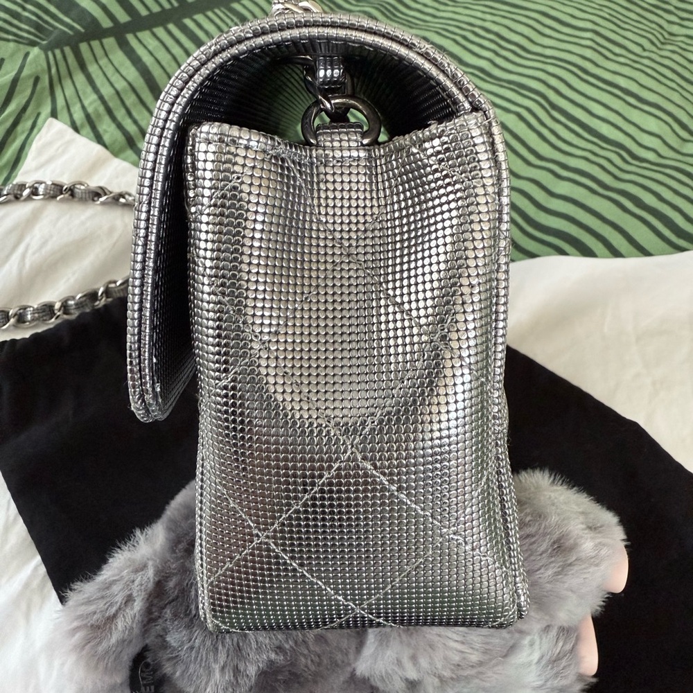 Authentic Chanel Metallic Calfskin Pixel Effect Mini Rectangular Flap Bag - Picture 12 of 15